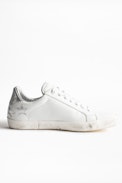 Sneakers ZV1747 Stars Metalic - Baskets blanches femme en cuir agrémentées de strass