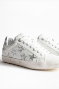 Sneakers ZV1747 Stars Metalic - Baskets blanches femme en cuir agrémentées de strass