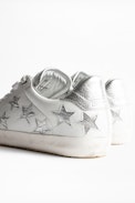 Sneakers ZV1747 Stars Metalic - Baskets blanches femme en cuir agrémentées de strass