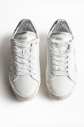 Sneakers ZV1747 Stars Metalic - Baskets blanches femme en cuir agrémentées de strass