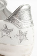 Sneakers ZV1747 Stars Metalic - Baskets blanches femme en cuir agrémentées de strass