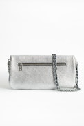 Rock Metallic Jewel Clutch - Women's silver-tone clutch in leather, embellished with beads.
