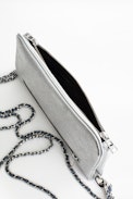 Rock Metallic Jewel Clutch - Women's silver-tone clutch in leather, embellished with beads.