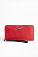 Compagnon Grained Wallet - Women’s red wallet in grained leather.
