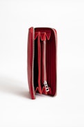 Compagnon Grained Wallet - Women’s red wallet in grained leather.