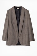 Jacke Verdun Car - Braune Damenjacke mit Prince-of-Wales-Print