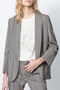 Jacke Verdun Car - Braune Damenjacke mit Prince-of-Wales-Print