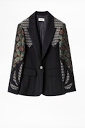 Valdy Mix Patch Jacket - Women's black printed jacket.