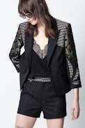 Valdy Mix Patch Jacket - Women's black printed jacket.