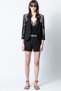 Valdy Mix Patch Jacket - Women's black printed jacket.