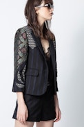 Valdy Mix Patch Jacket - Women's black printed jacket.