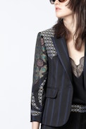 Valdy Mix Patch Jacket - Women's black printed jacket.