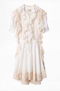 Robe Rank - Robe blanche femme, asymétrique et volants.