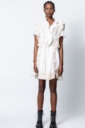 Robe Rank - Robe blanche femme, asymétrique et volants.