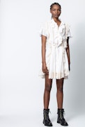 Robe Rank - Robe blanche femme, asymétrique et volants.
