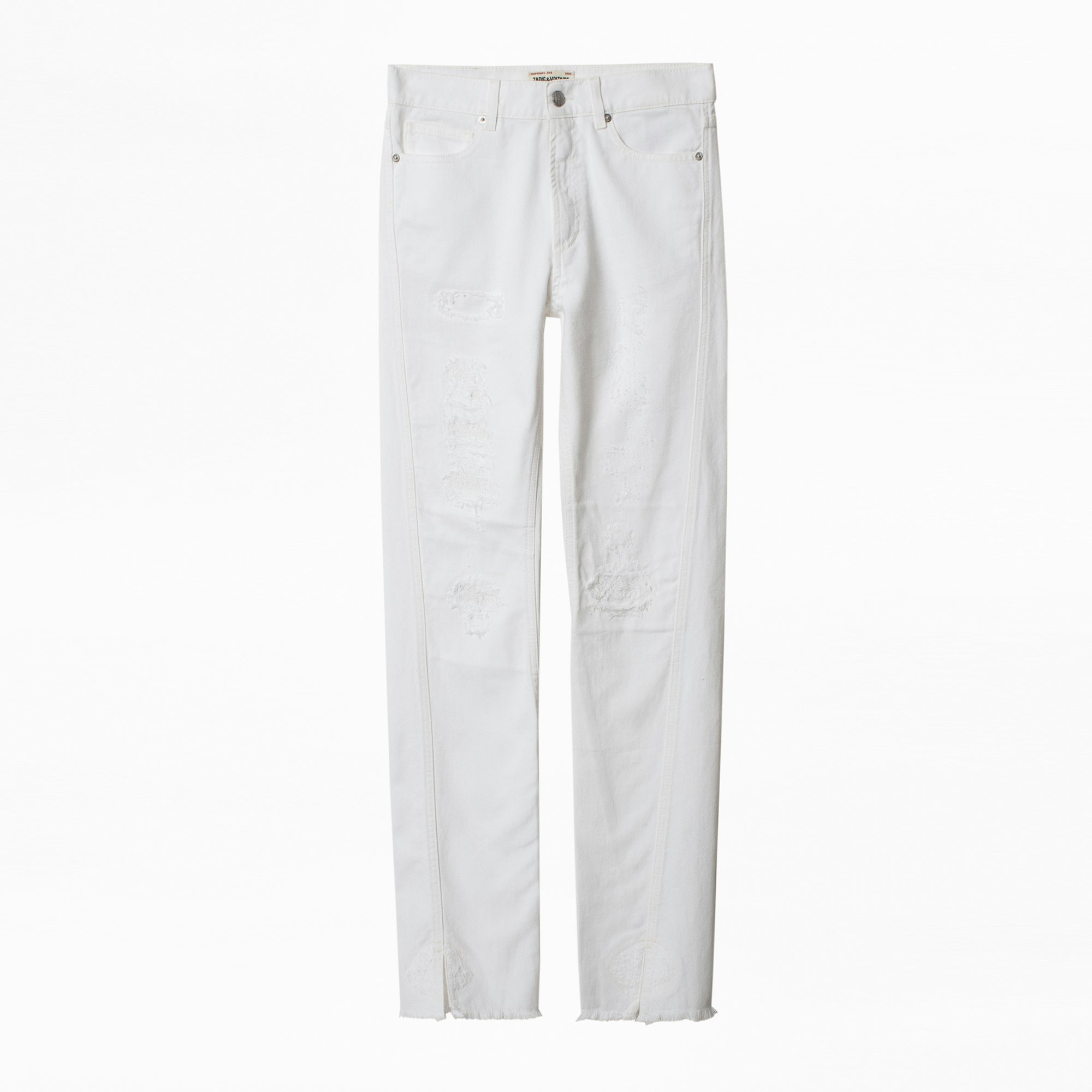 Erini Jeans Women’s white jeans with used effect.