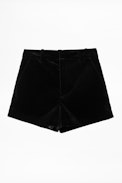 Short Pink Velvet - Short en velours noir femme.
