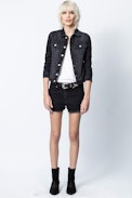 Kioky Punk Strass Jacket - Women’s black jacket with rhinestones.