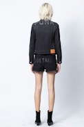 Kioky Punk Strass Jacket - Women’s black jacket with rhinestones.