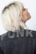 Kioky Punk Strass Jacket - Women’s black jacket with rhinestones.
