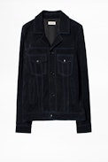 Lawrence Suede Jacket - Men’s navy blue suede leather jacket.