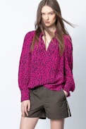 Titus Leo Print Tunic - Women’s pink leopard-print tunic.