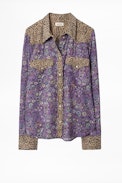 Thelma Mix Print Shirt - Women’s purple printed shirt.