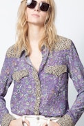 Thelma Mix Print Shirt - Women’s purple printed shirt.
