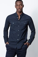 Thibault Shirt - Men's navy blue cotton shirt.