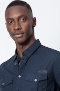 Thibault Shirt - Men's navy blue cotton shirt.