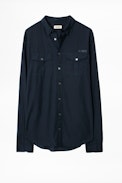Thibault Shirt - Men's navy blue cotton shirt.