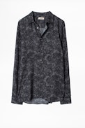 Stan Shirt - Men’s black shirt, cashmere motif.