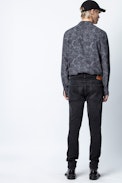Stan Shirt - Men’s black shirt, cashmere motif.