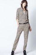 Leo Print Jumpsuit - Women’s leopard-print jumpsuit.