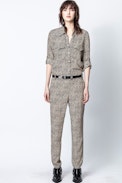 Leo Print Jumpsuit - Women’s leopard-print jumpsuit.