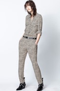 Leo Print Jumpsuit - Women’s leopard-print jumpsuit.