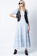Robe Regard Coton Rayé - Robe longue, blanche femme.