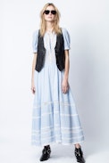 Robe Regard Coton Rayé - Robe longue, blanche femme.