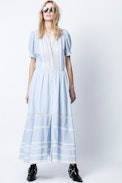 Robe Regard Coton Rayé - Robe longue, blanche femme.