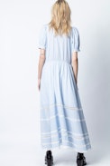 Robe Regard Coton Rayé - Robe longue, blanche femme.