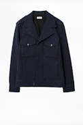 Bac Jacket - Men’s navy blue biker jacket.