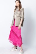 Falda Seda Juliet Jac Paisley - Falda rosa asimétrica para mujer.