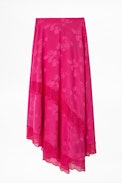 Falda Seda Juliet Jac Paisley - Falda rosa asimétrica para mujer.