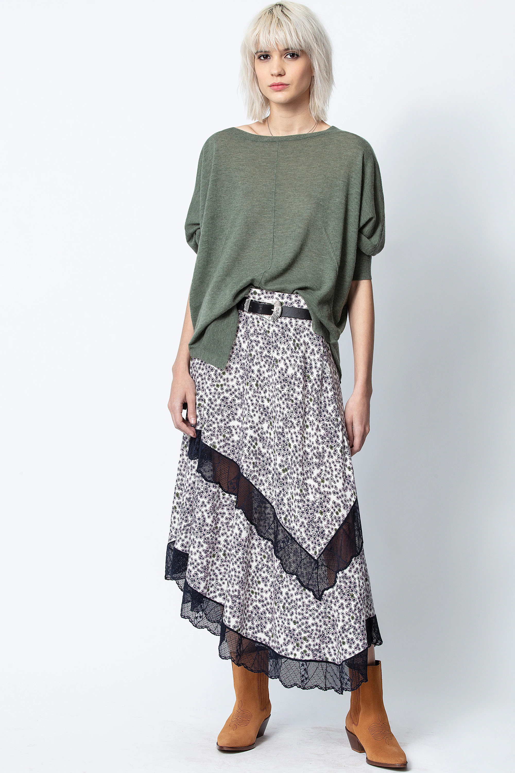 ZADIG \u0026 VOLTAIRE - Jupe Joslin Guitare Soie Noir