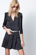 Robe Rygg Satin - Robe courte noire femme.