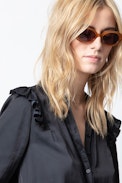 Robe Rygg Satin - Robe courte noire femme.