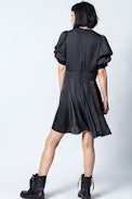 Vestido Royas de satén - Vestido negro de satén para mujer.