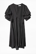Vestido Royas de satén - Vestido negro de satén para mujer.