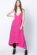 Risty Jac Paisley Silk Dress - Women’s long pink dress.
