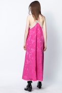 Risty Jac Paisley Silk Dress - Women’s long pink dress.